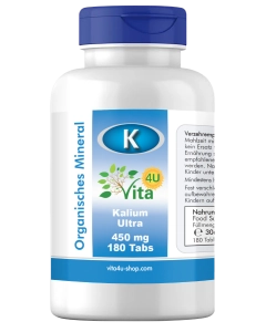 Kalium Ultra 450mg, 180 Tabs - Organisches Kalium (Potassium) bioverfügbar &amp; VEGGY