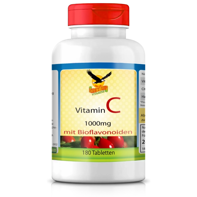 Vitamin C 1000 mg mit Bioflavonoiden & Hagebutte, 180 Tabs - get up