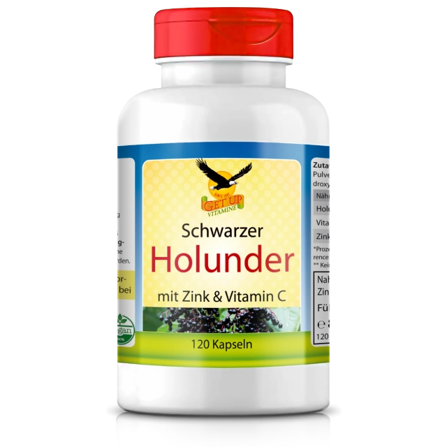 Schwarzer Holunder mit Zink und Vitamin C, 120 Kapseln - get up