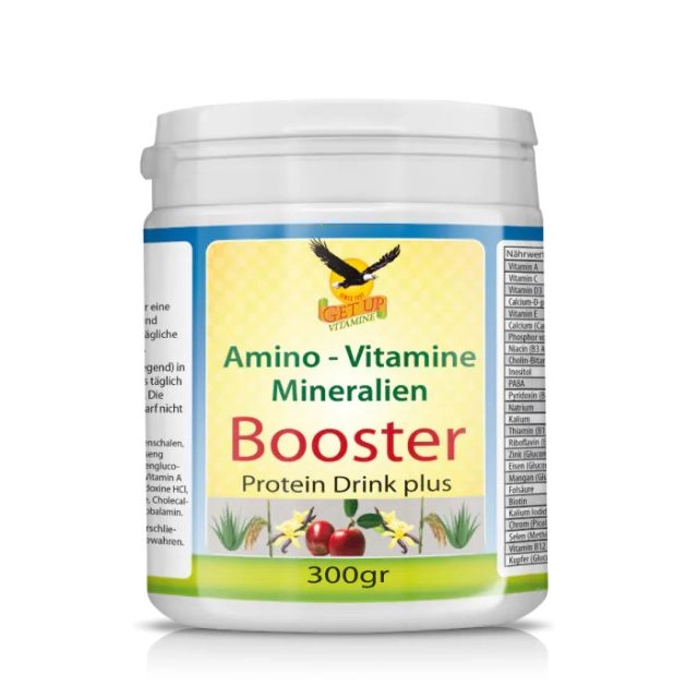 Protein Booster Plus - vegetarischer Protein-Komplex mit Vitaminen &amp; Mineralien Protein Drink 300 g  - get up