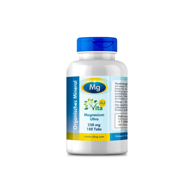 Magnesium Ultra 250mg, 180 Tabs - mit Magnesiumbisglycinat besonders bioverfügbar