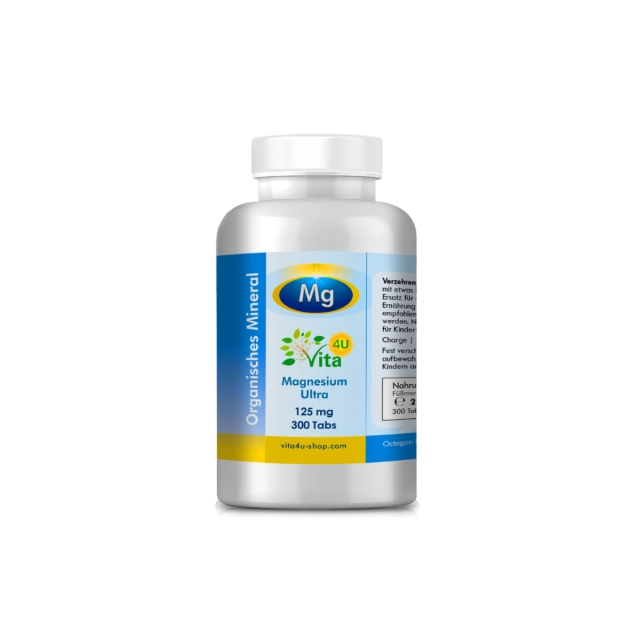 Magnesium Ultra 125mg, 300 Tabs - mit Magnesiumbisglycinat besonders bioverfügbar
