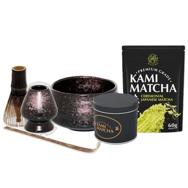 Kami Matcha Set -schwarz gepunktet-