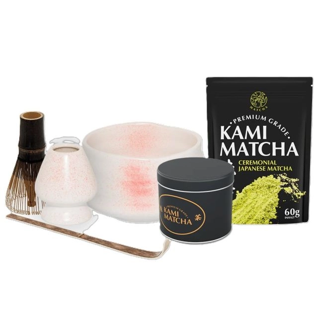 Kami Matcha Set -weiss gepunktet-