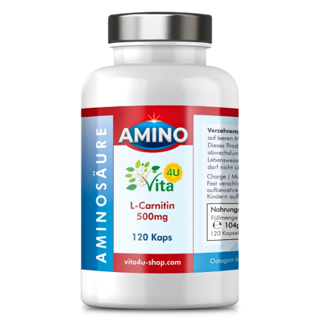 L-Carnitin 500mg , Amino4U - 120 vegane Kapseln