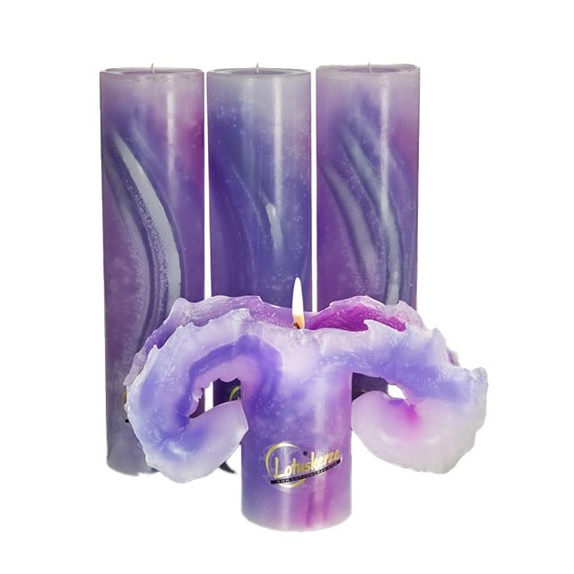Lotuskerze Aquarell violett 28cm