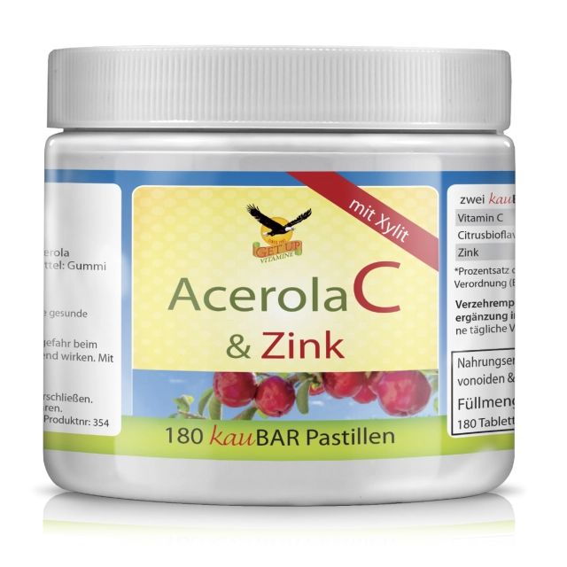 Vitamin C + ZINK Kaupastillen mit Acerola, Kirschgeschmack 180 Pastillen - get up