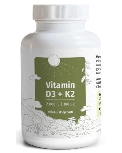 Vitamin D3 2000 IE + K2 100μg , 180 Tabletten