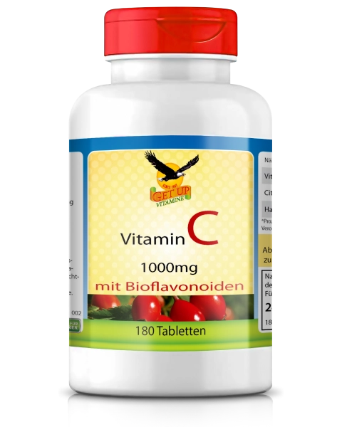 Vitamin C 1000 mg mit Bioflavonoiden & Hagebutte, 180 Tabs - get up