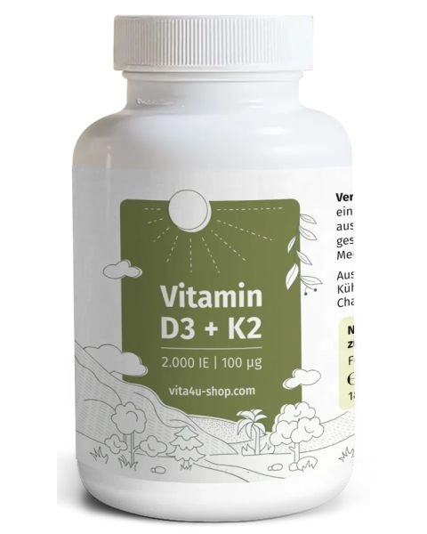 Vitamin D3 2000 IE + K2 100μg , 180 Tabletten