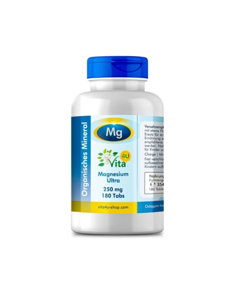 Magnesium Ultra 250mg, 180 Tabs - mit Magnesiumbisglycinat besonders bioverfügbar