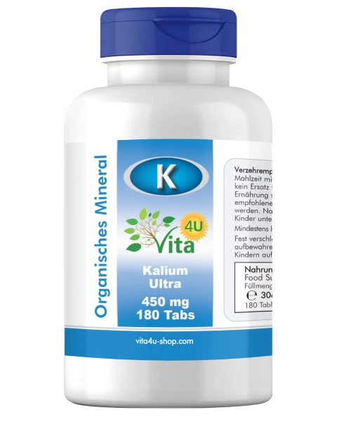 Kalium Ultra 450mg, 180 Tabs - Organisches Kalium (Potassium) bioverfügbar & VEGGY