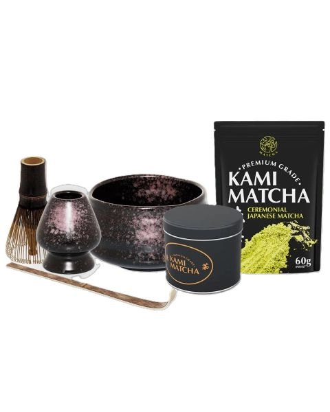 Kami Matcha Set -schwarz gepunktet-