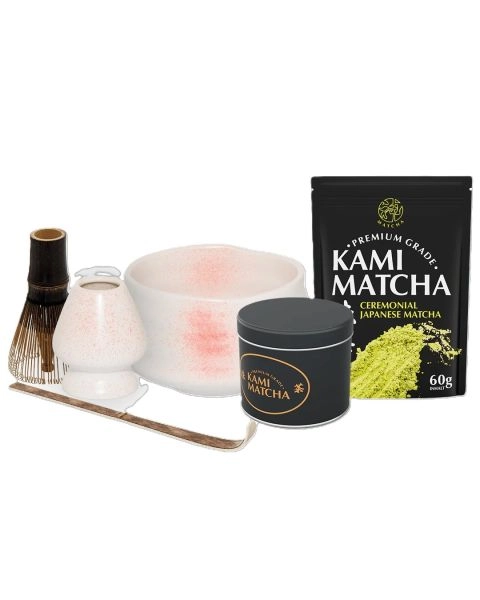 Kami Matcha Set -weiss gepunktet-