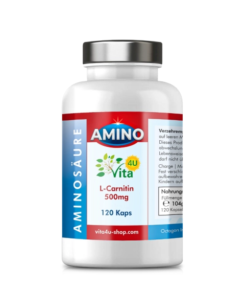 L-Carnitin 500mg , Amino4U - 120 vegane Kapseln