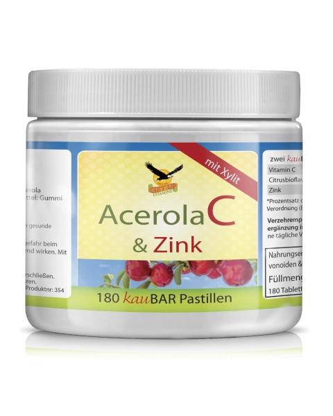 Vitamin C + ZINK Kaupastillen mit Acerola, Kirschgeschmack 180 Pastillen - get up