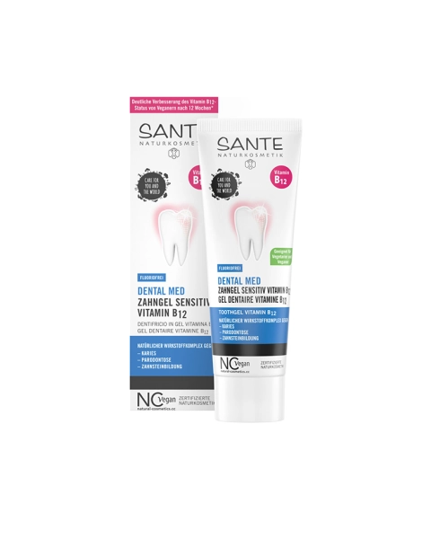 Xylit SANTE dental med Zahngel mit Xylit & Vitamin B12 - ohne Natriumfluorid, 75ml