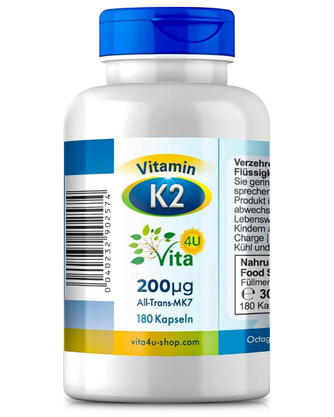 Vitamin K2 - 200μg MK 7, 180 Kapseln