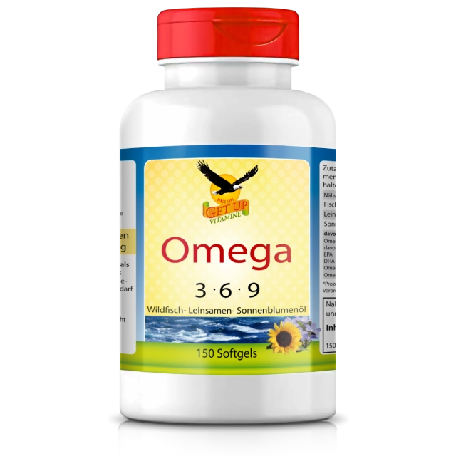 Omega 3-6-9 Fettsäuren 1.000mg, 150 Kapseln - get up
